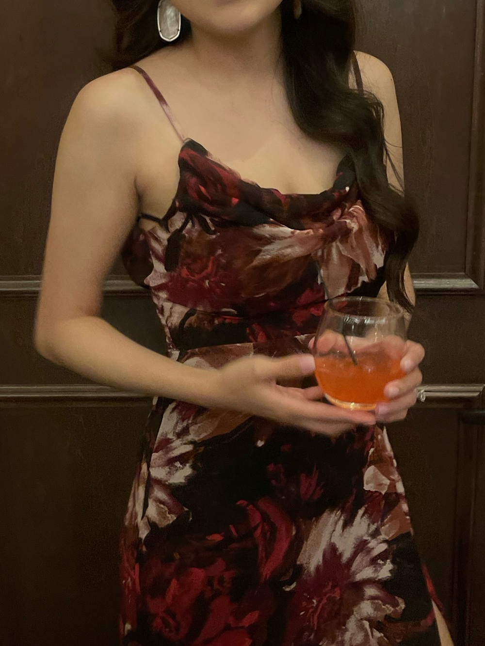 Lulu's Burgundy and Black Floral Slip Dress